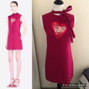 US 6/ IT 40 Red Heart Motif Shift Dress